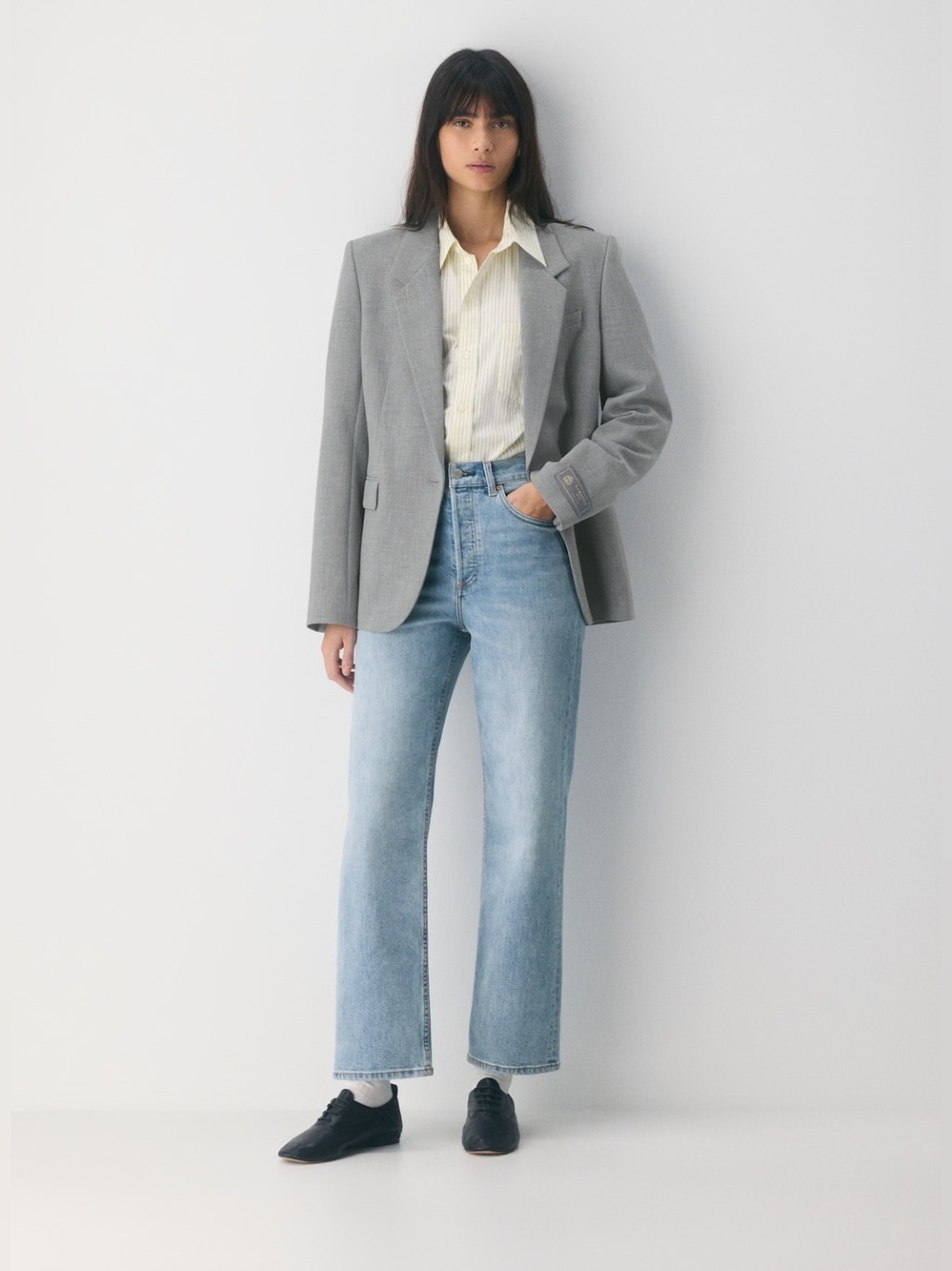 Aritzia Denim Forum The Arlo High Rise Straight Jeans in 7 Yrs Bleu Taboo Sz 31